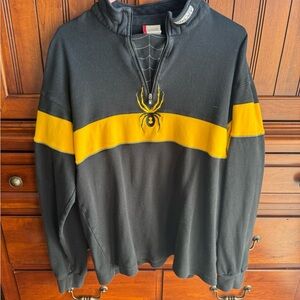 Spyder Black and Yellow Quarter-Zip Top